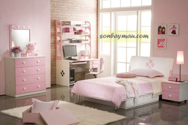 Cách phối sơn dulux màu hồng cho phòng ngủ 
