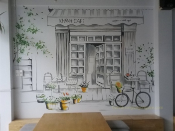 Hướng dẫn vẽ tranh trên tường cafe - cầu nối